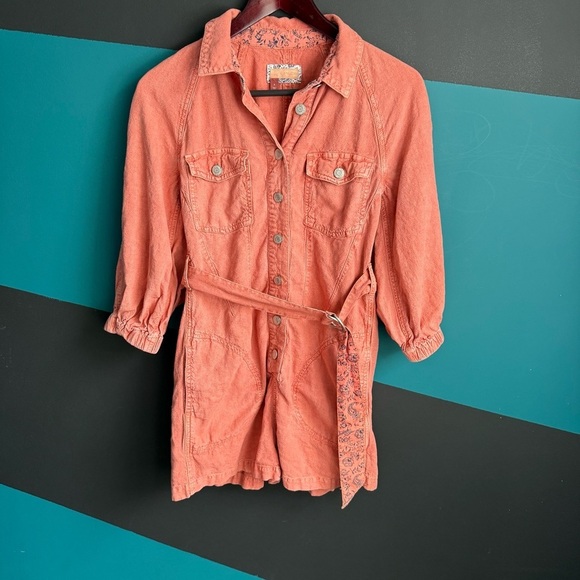 Pilcro Coral Button-Up Romper - Picture 3 of 11